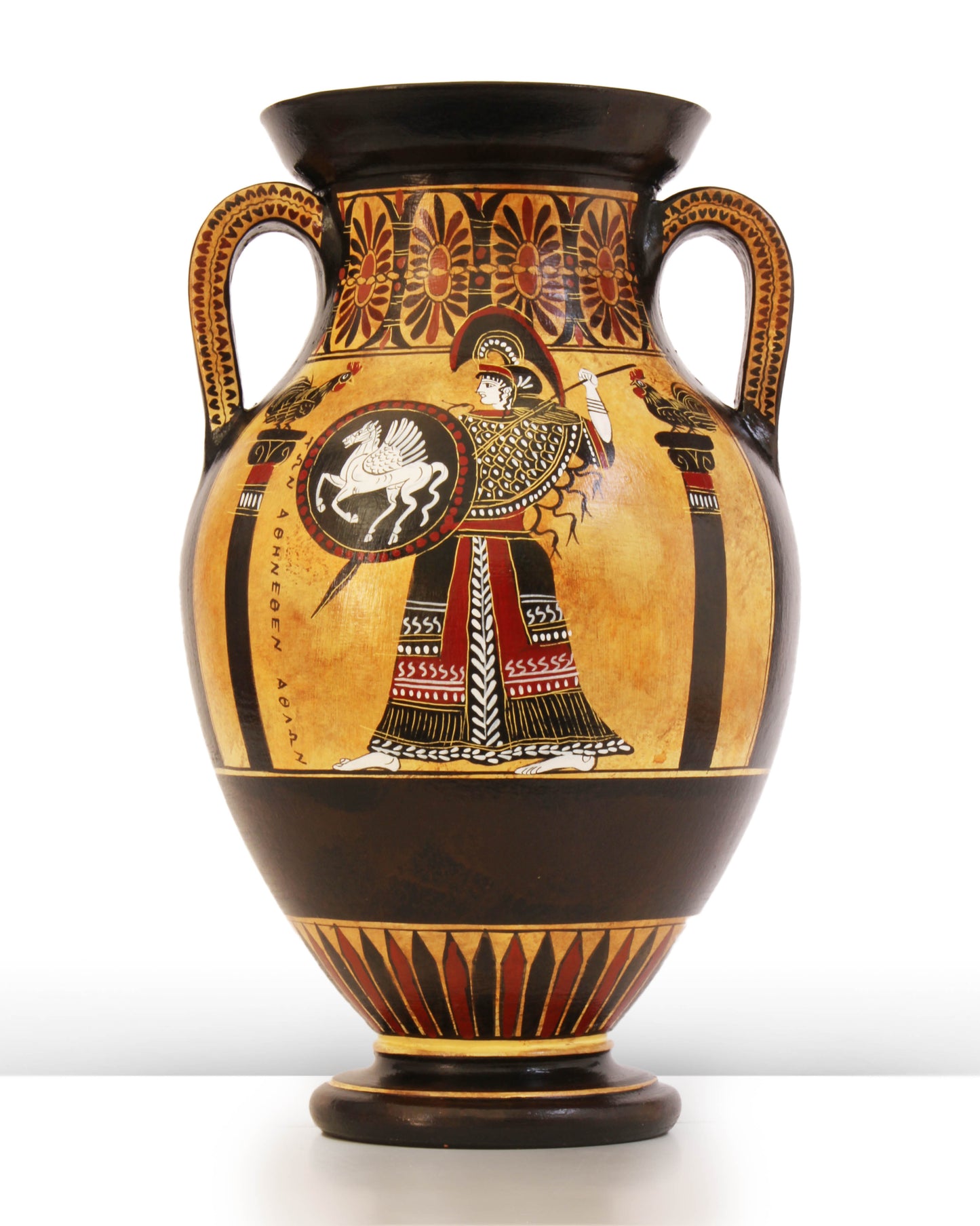 Ancient Greek Black-Figure Belly Amphora Vase with Athena & Heracles