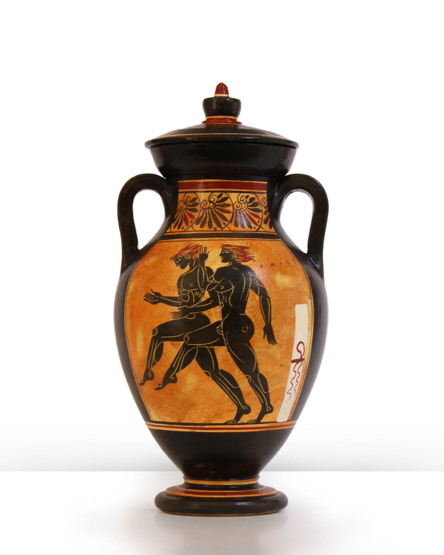 Ancient Greek Black-Figure Belly Amphora Vase with Ajax and Achilles
