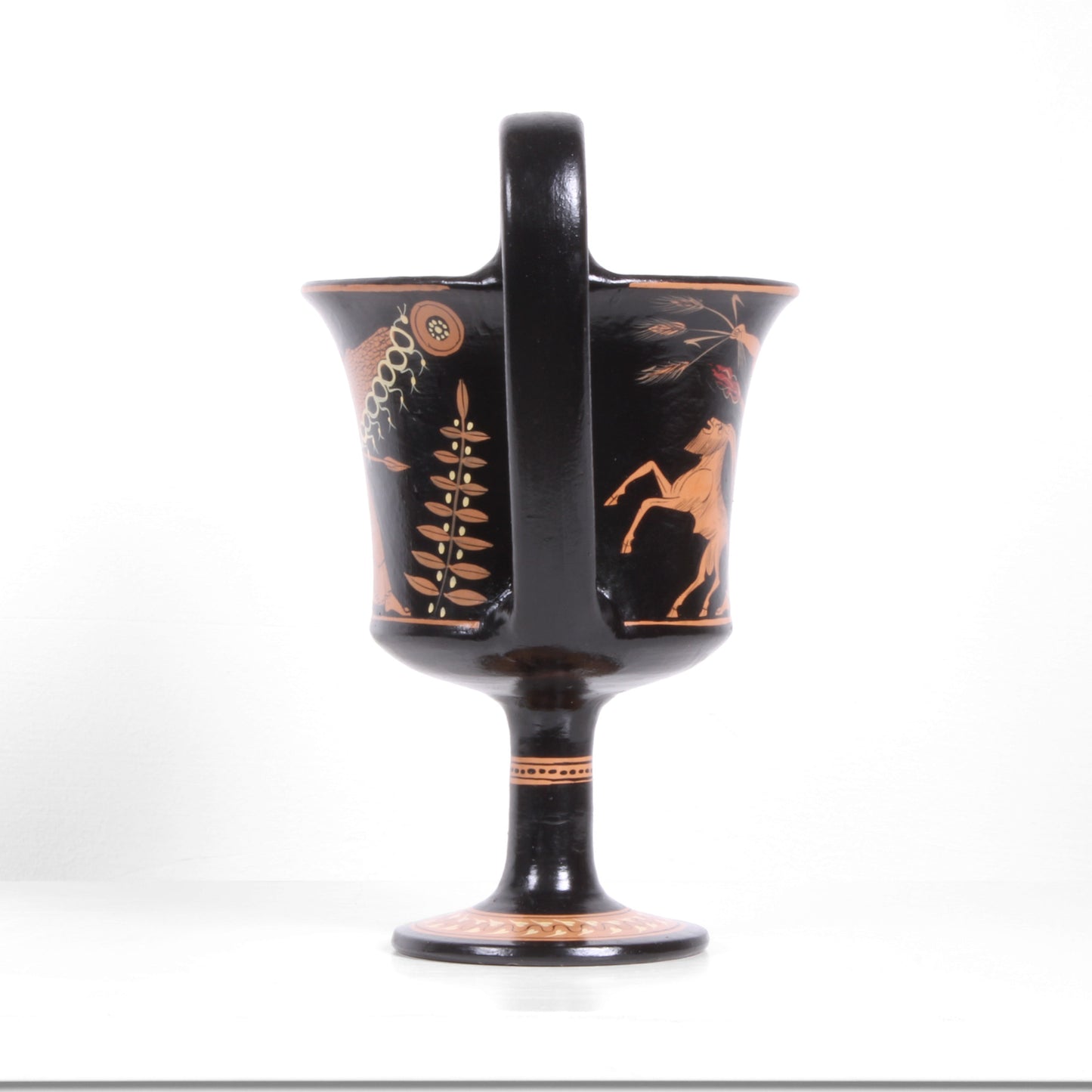 Ancient Greek Red-Figure Kantharos Vase with Demeter and Athena
