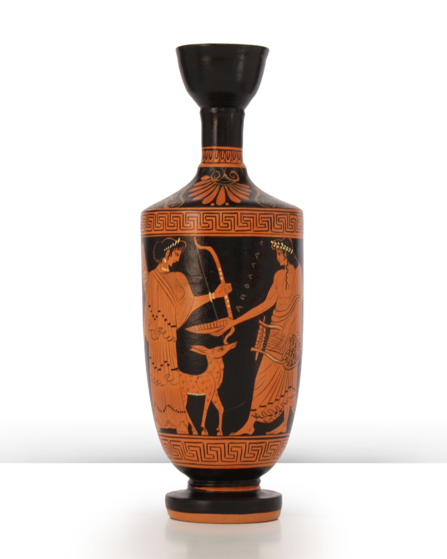 Ancient Greek Red-Figure Lekythos Vase with Artemis and Apollo