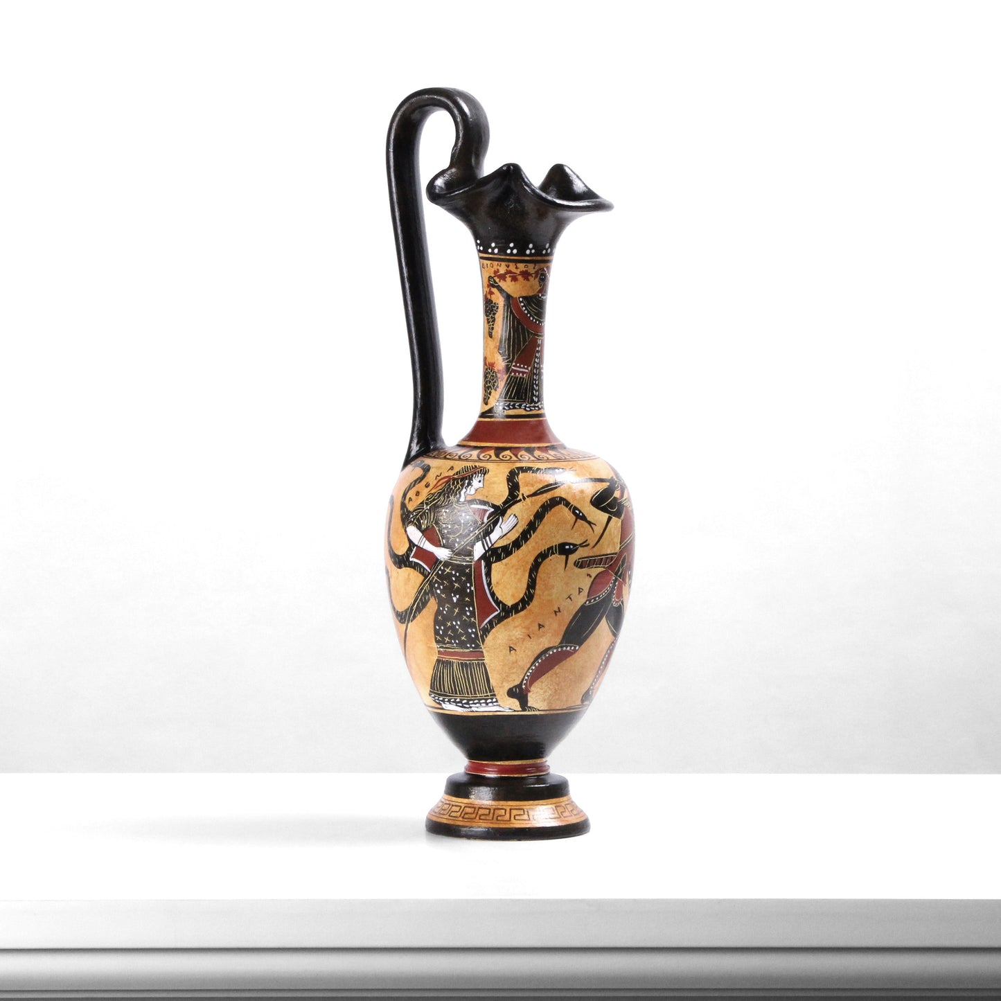 Ancient Greek Black-Figure Vase with Athena