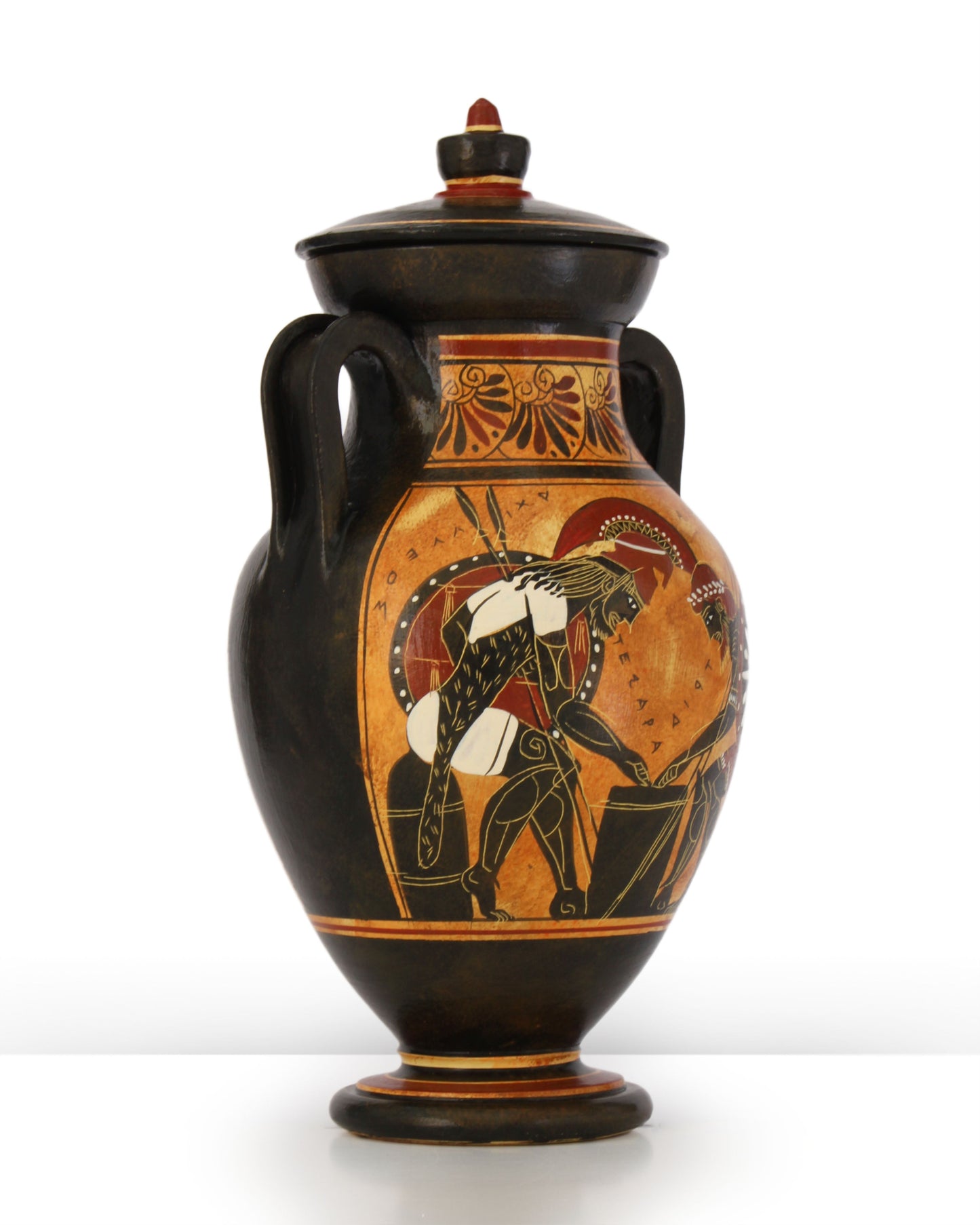 Ancient Greek Black-Figure Belly Amphora Vase with Ajax and Achilles