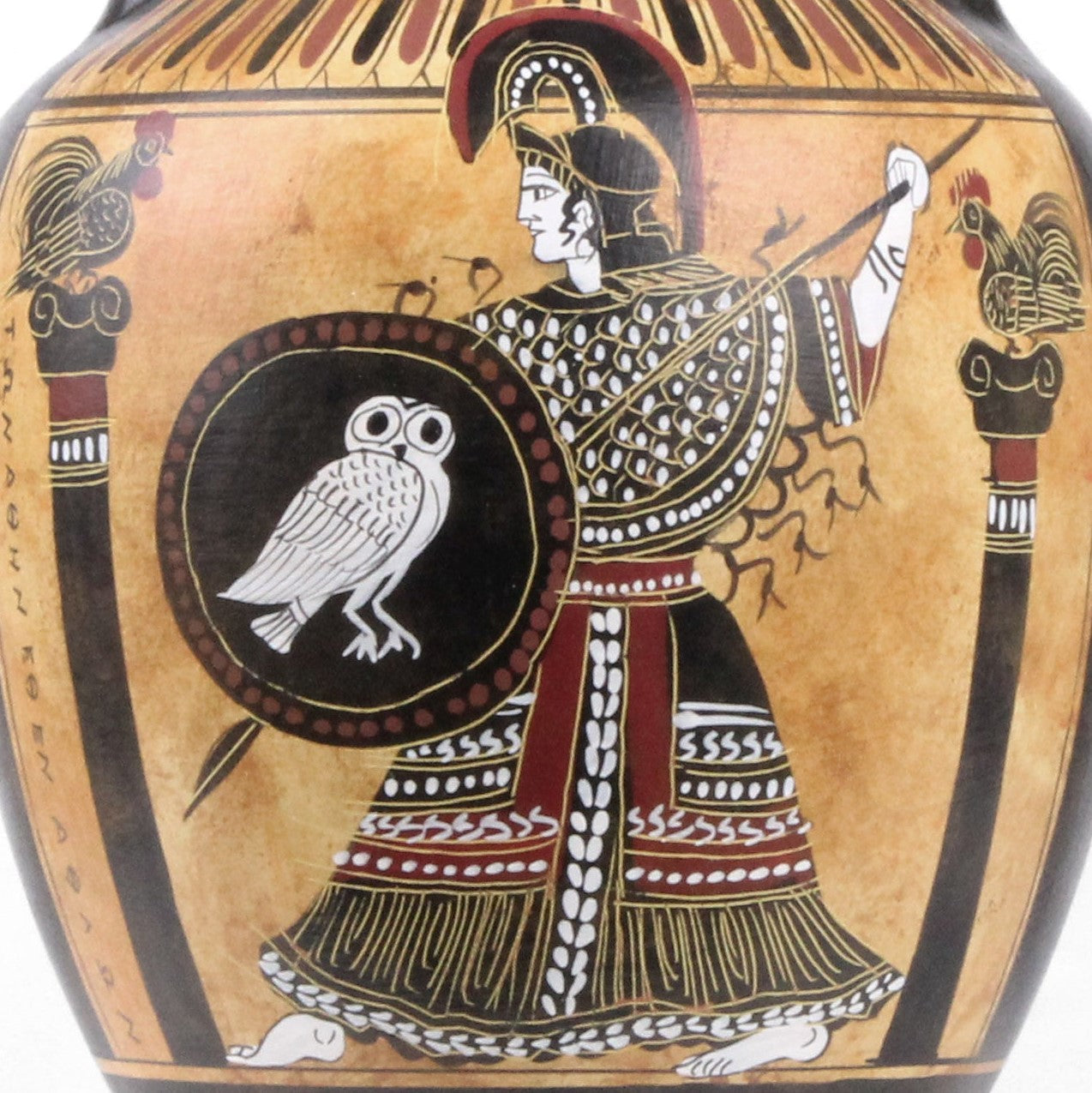 Ancient Greek Black-Figure Panathenaic Amphora Vase with Athena and the Runners