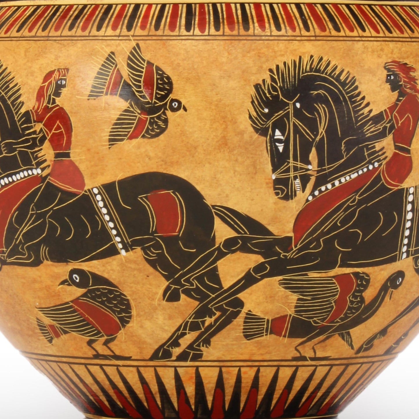 Ancient Greek Black-Figure Chalcidian Krater Vase with Achilles and Hector