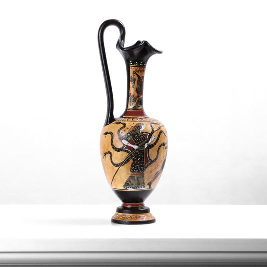 Ancient Greek Black-Figure Vase with Athena