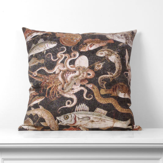 Ancient Octopus Mosaic Pompenian Cushion Cover