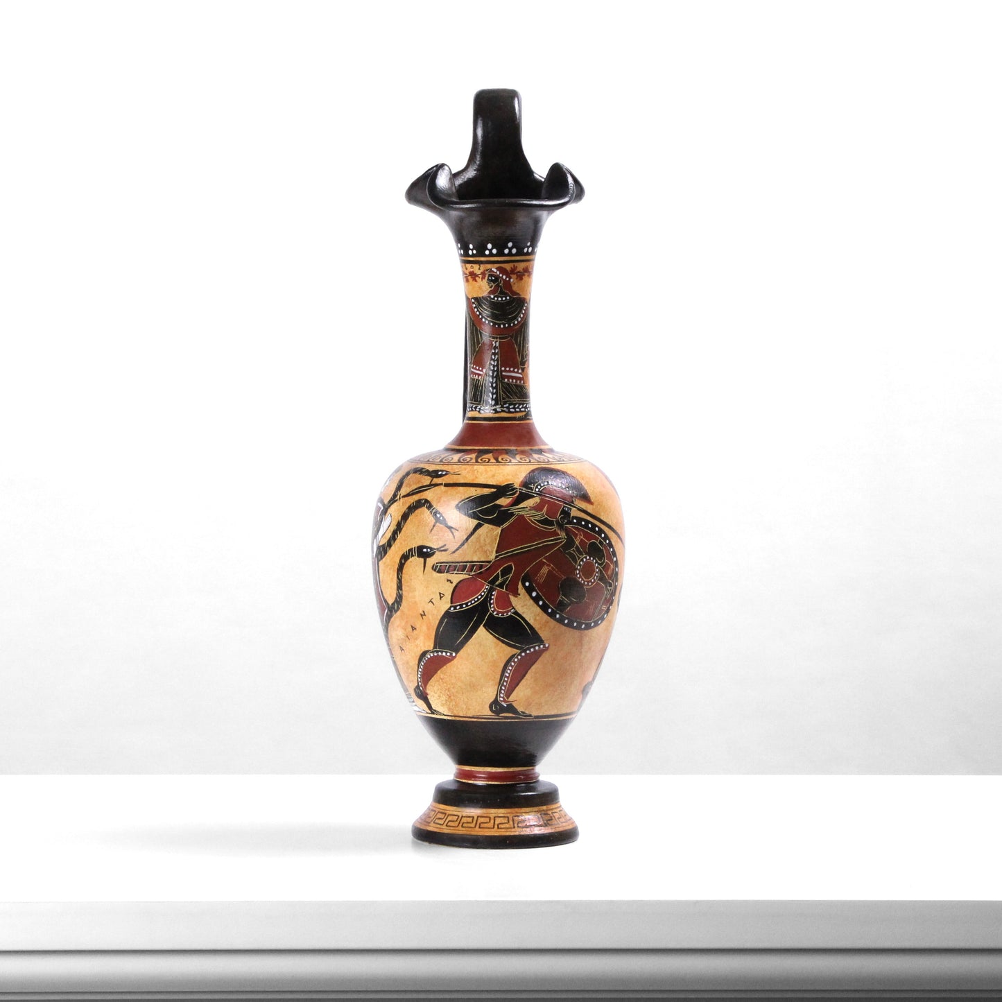 Ancient Greek Black-Figure Vase with Athena