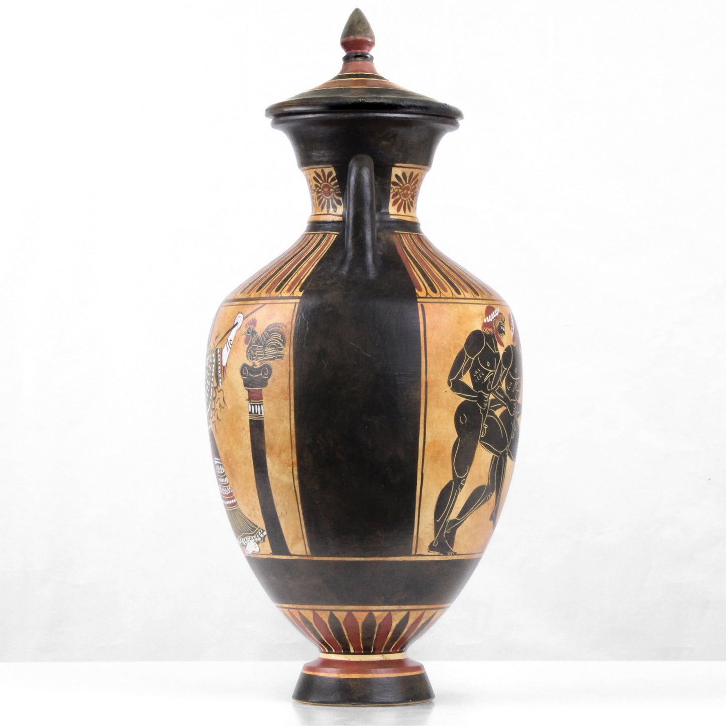 Ancient Greek Black-Figure Panathenaic Amphora Vase with Athena and the Runners