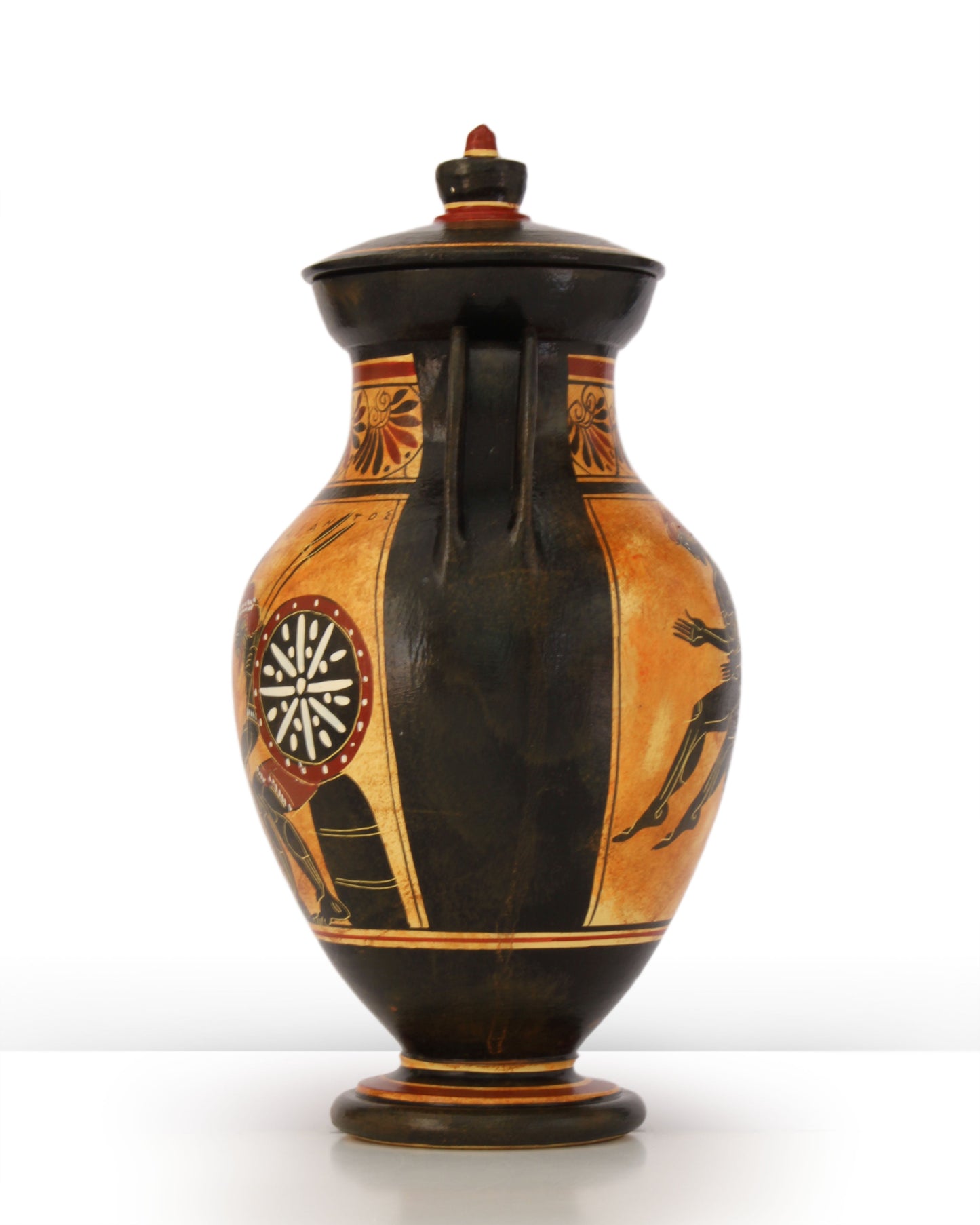 Ancient Greek Black-Figure Belly Amphora Vase with Ajax and Achilles