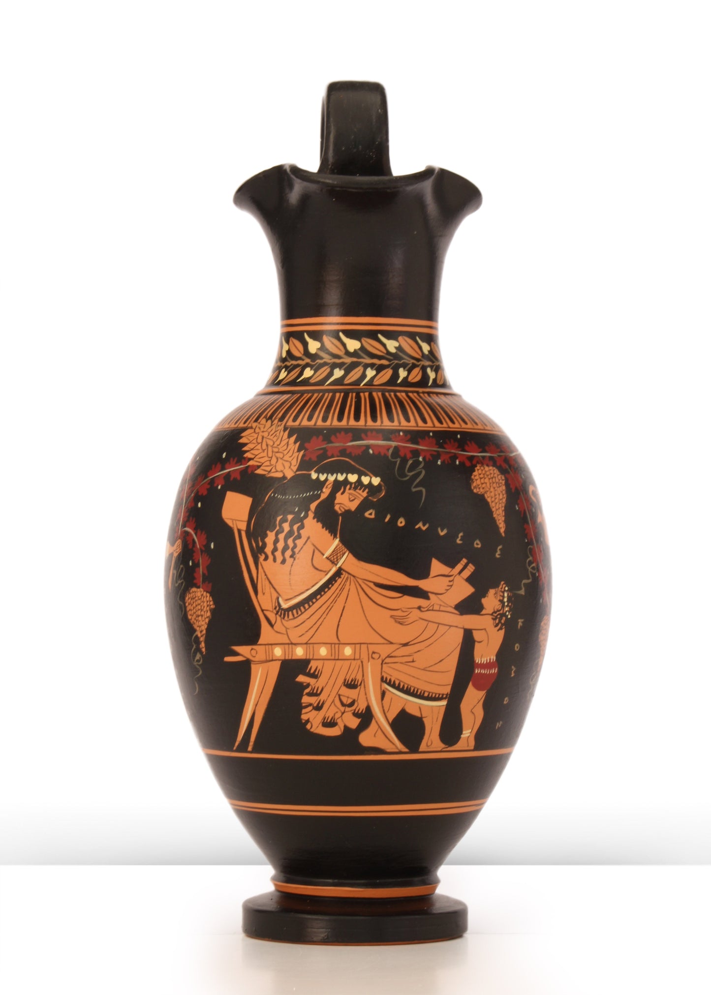 Ancient Greek Red-Figure Vase with Dionysus