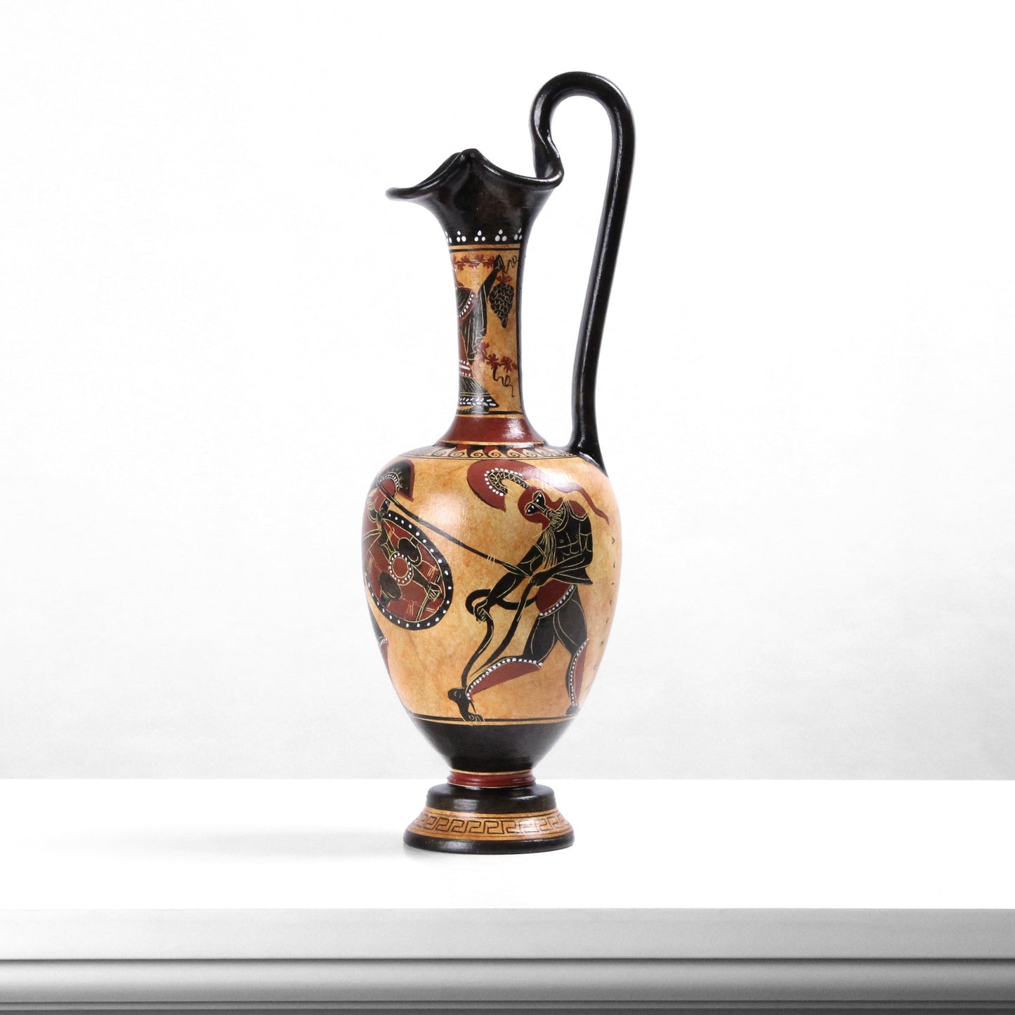 Ancient Greek Black-Figure Vase with Athena