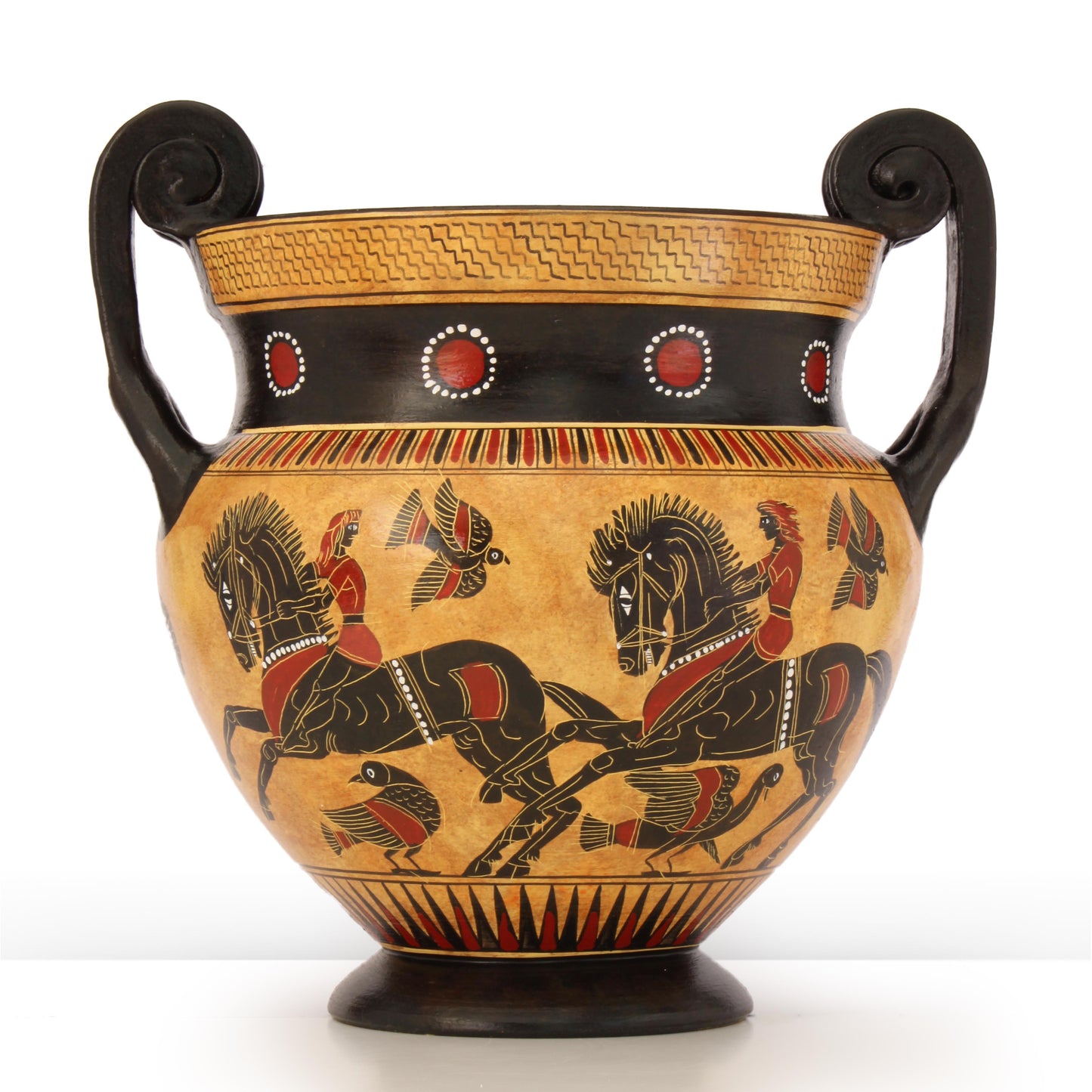 Ancient Greek Black-Figure Chalcidian Krater Vase with Achilles and Hector