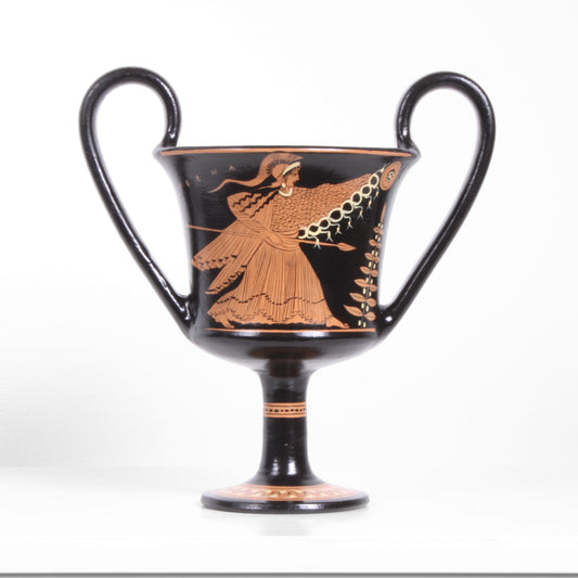 Ancient Greek Red-Figure Kantharos Vase with Demeter and Athena