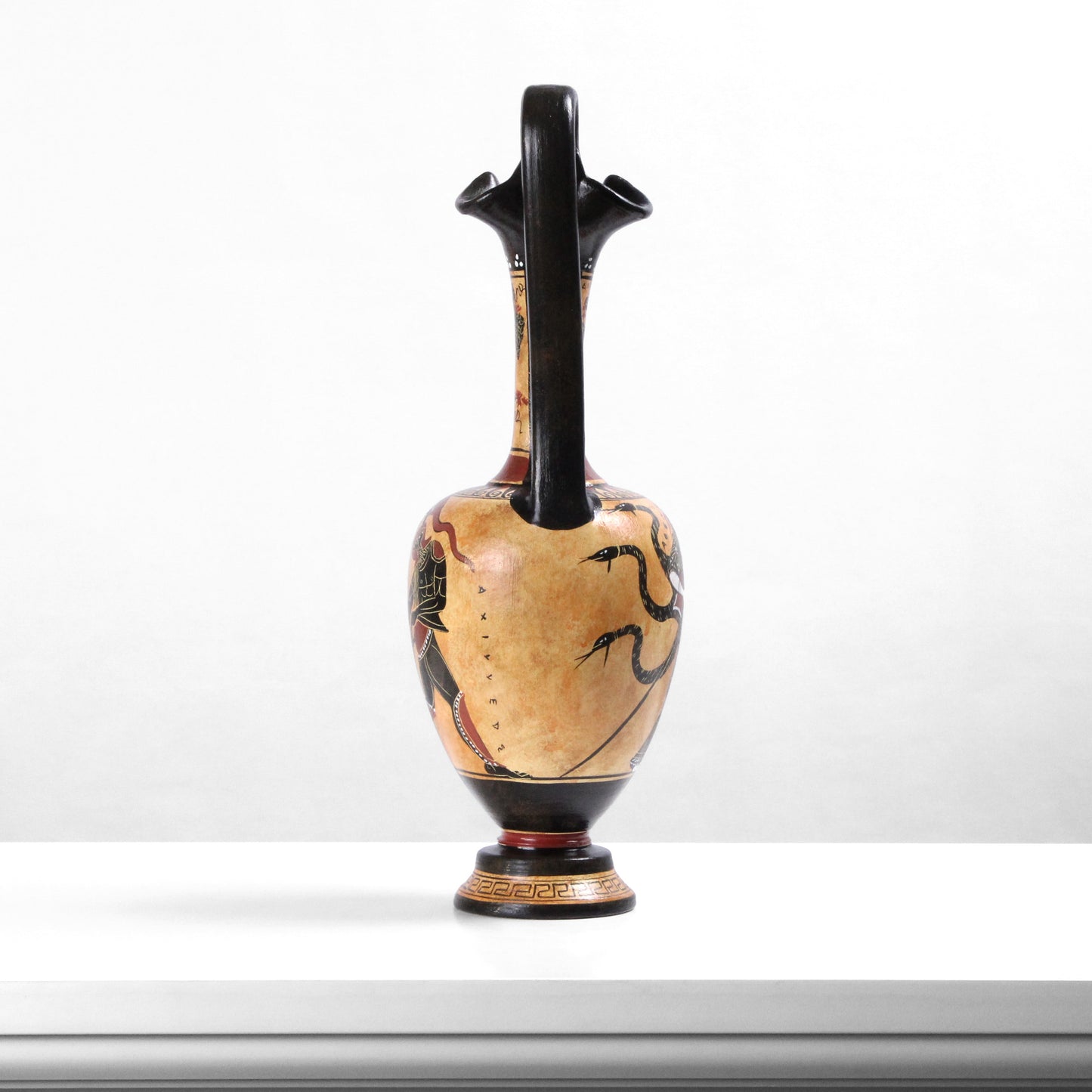 Ancient Greek Black-Figure Vase with Athena