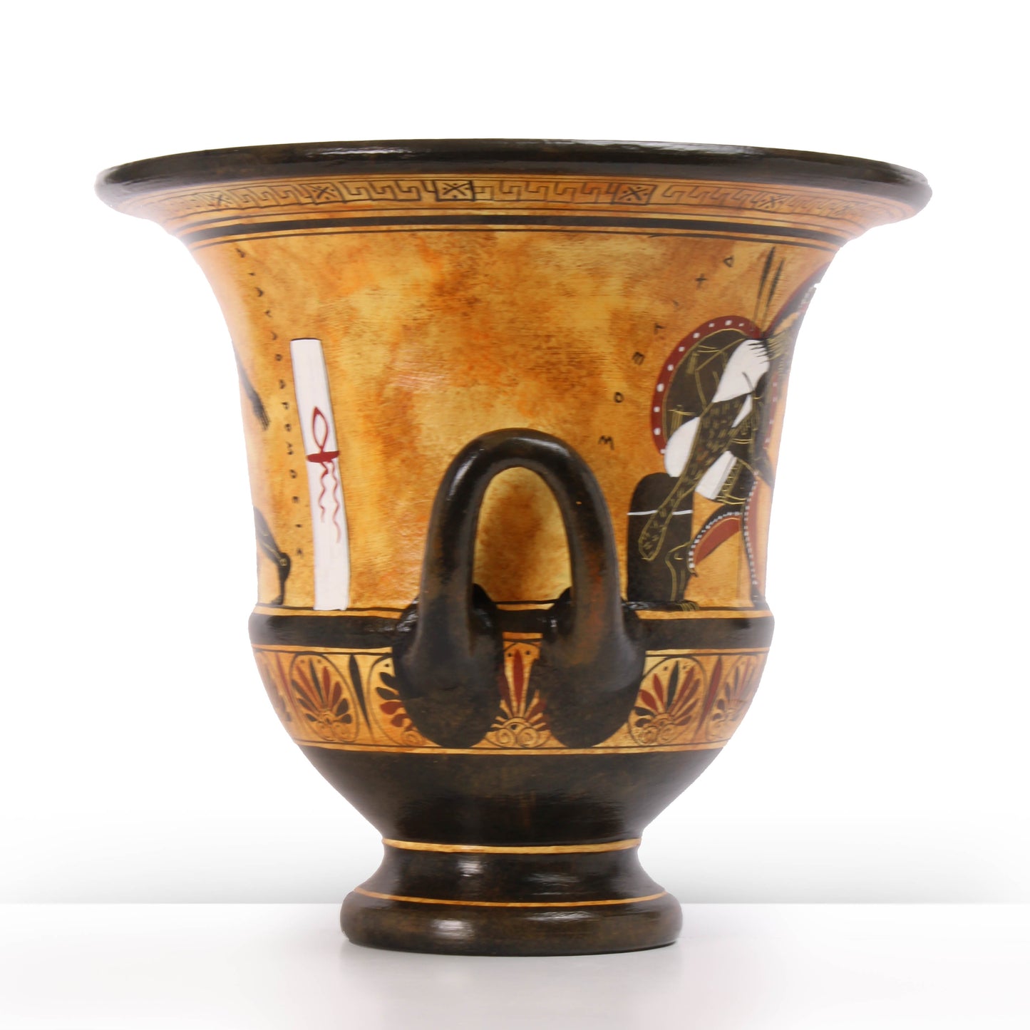 Ancient Greek Black-Figure Krater Vase with Achilles and Aias playing