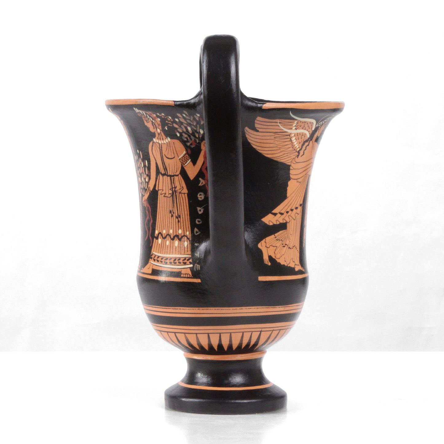 Ancient Greek Red-Figure Kantharos Vase with Nike and Zeus