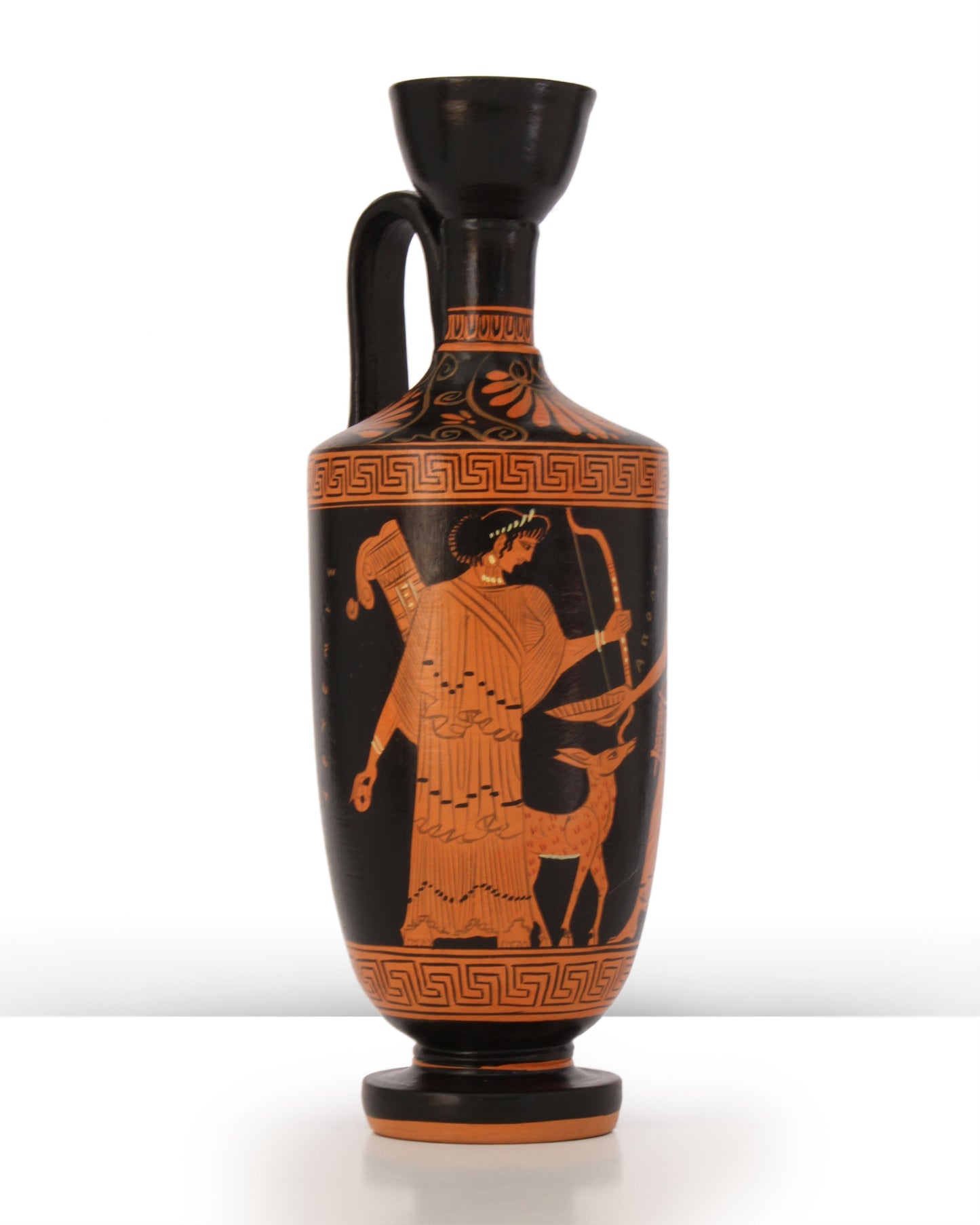 Ancient Greek Red-Figure Lekythos Vase with Artemis and Apollo