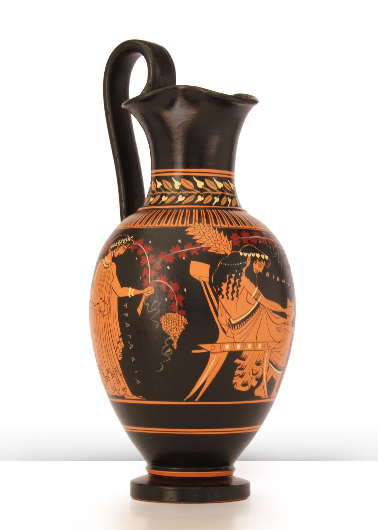 Ancient Greek Red-Figure Vase with Dionysus