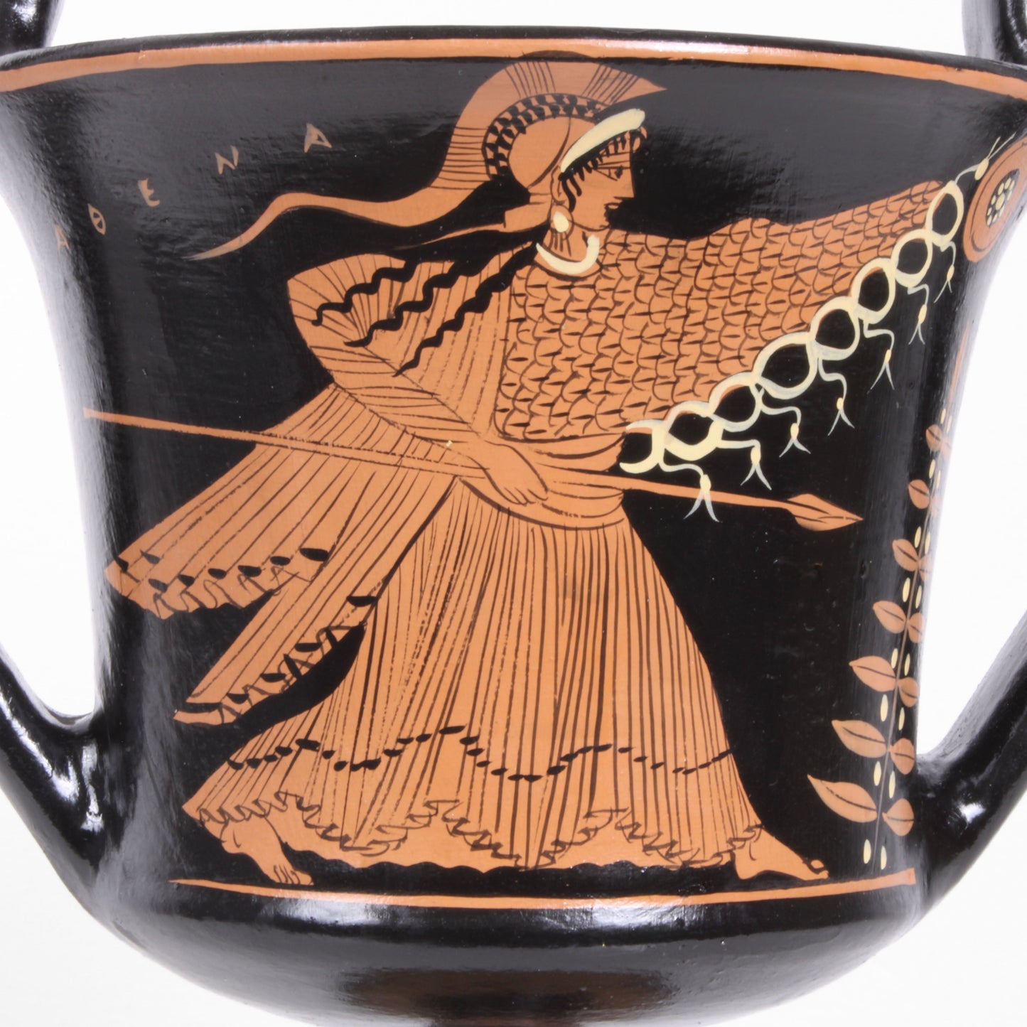 Ancient Greek Red-Figure Kantharos Vase with Demeter and Athena