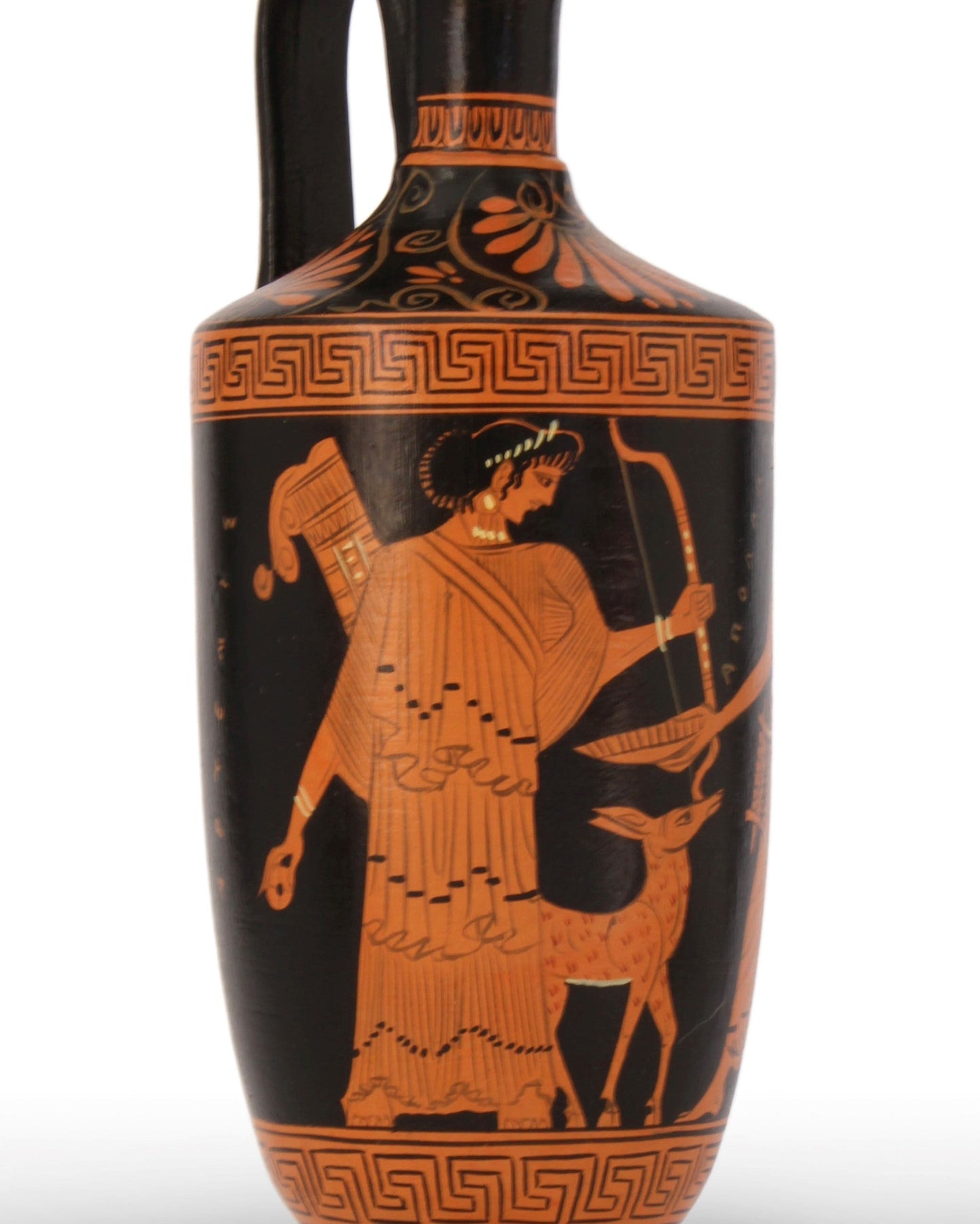 Ancient Greek Red-Figure Lekythos Vase with Artemis and Apollo