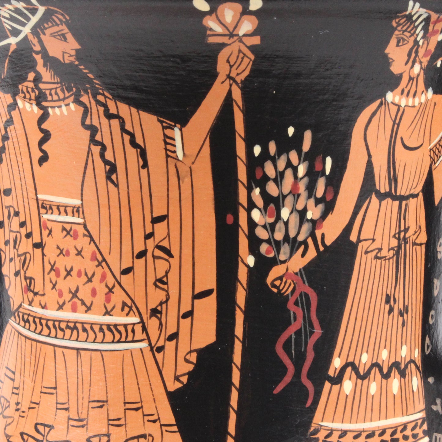Ancient Greek Red-Figure Kantharos Vase with Nike and Zeus
