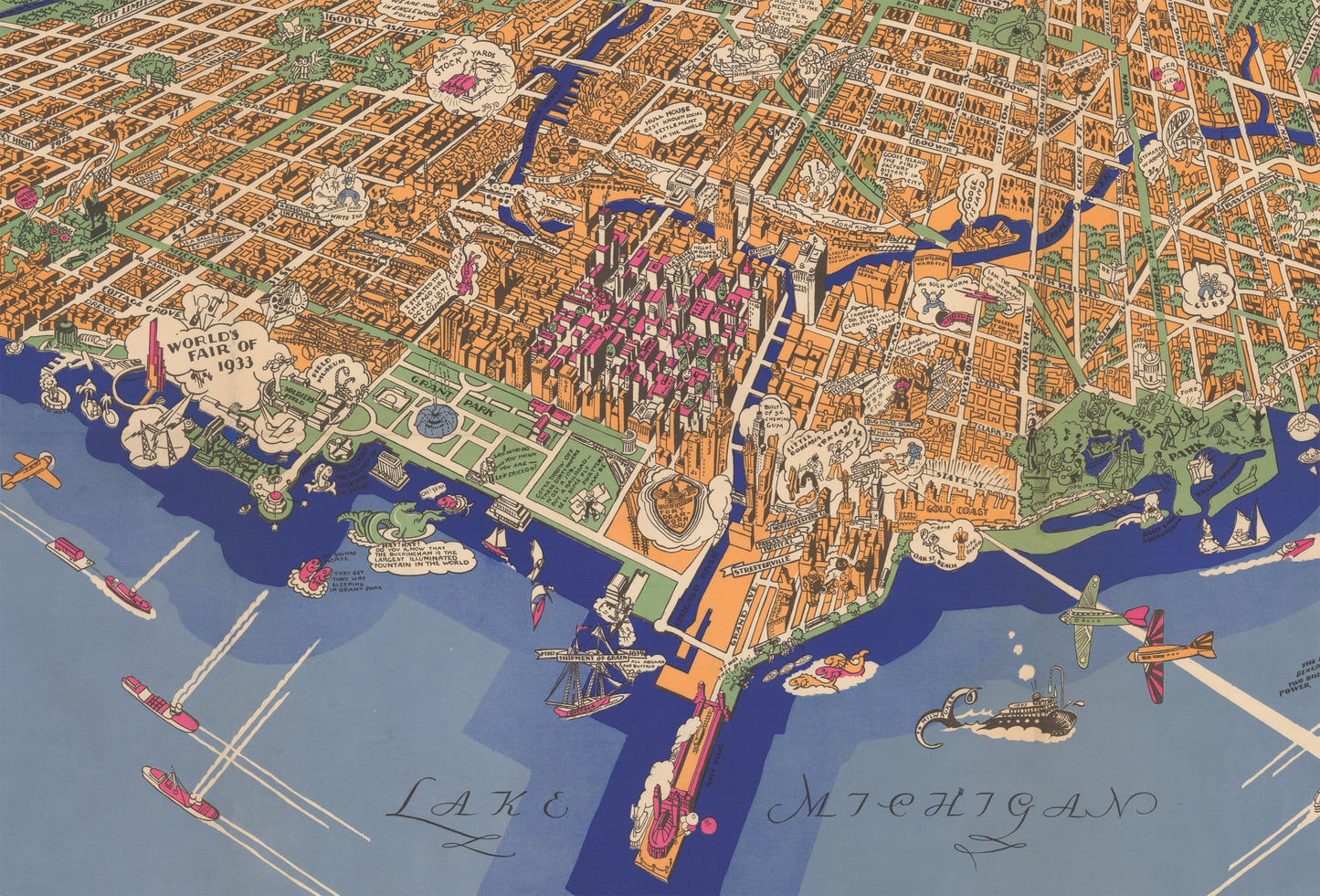 1931 An Illustrated Map of Chicago...