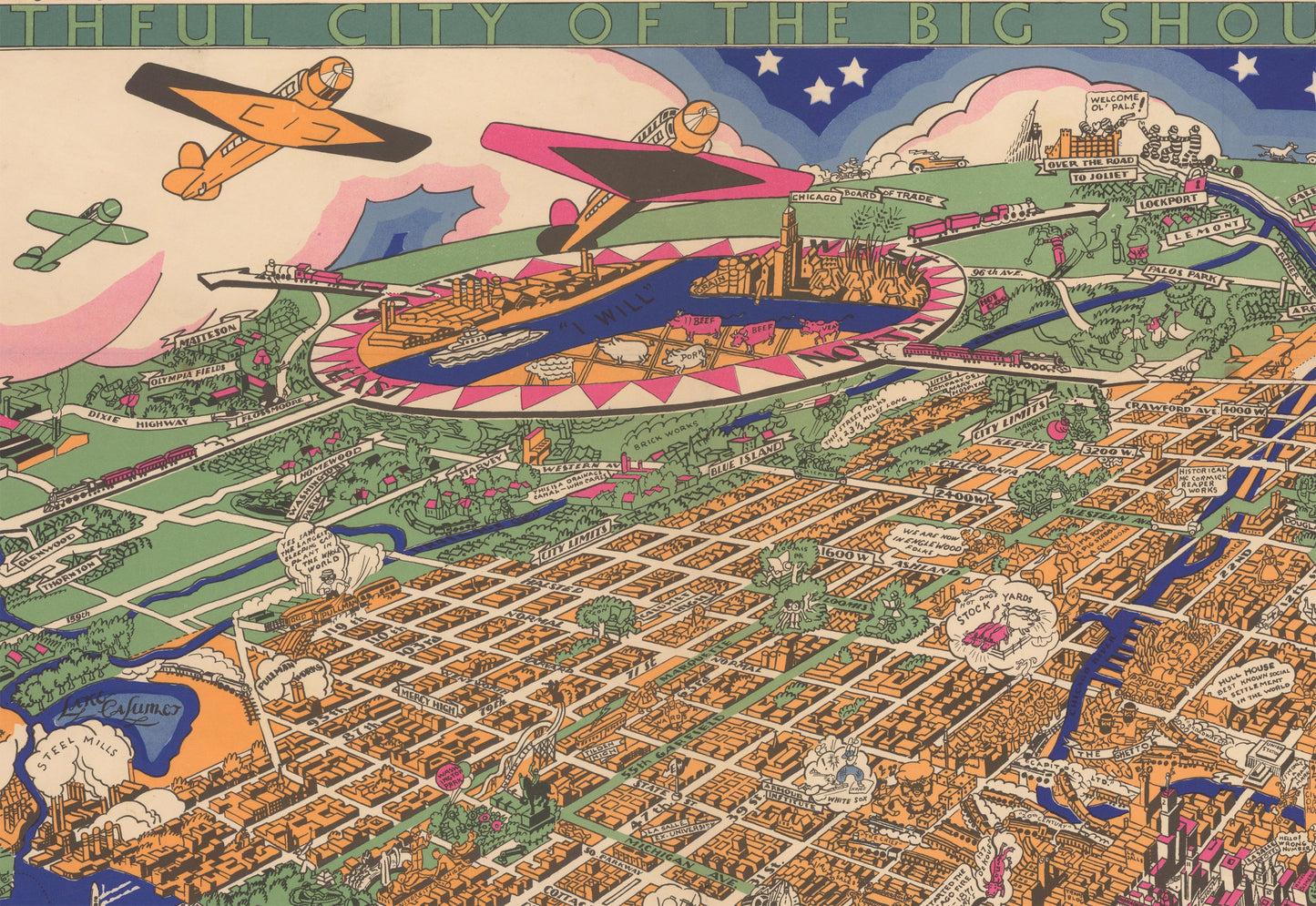 1931 An Illustrated Map of Chicago...