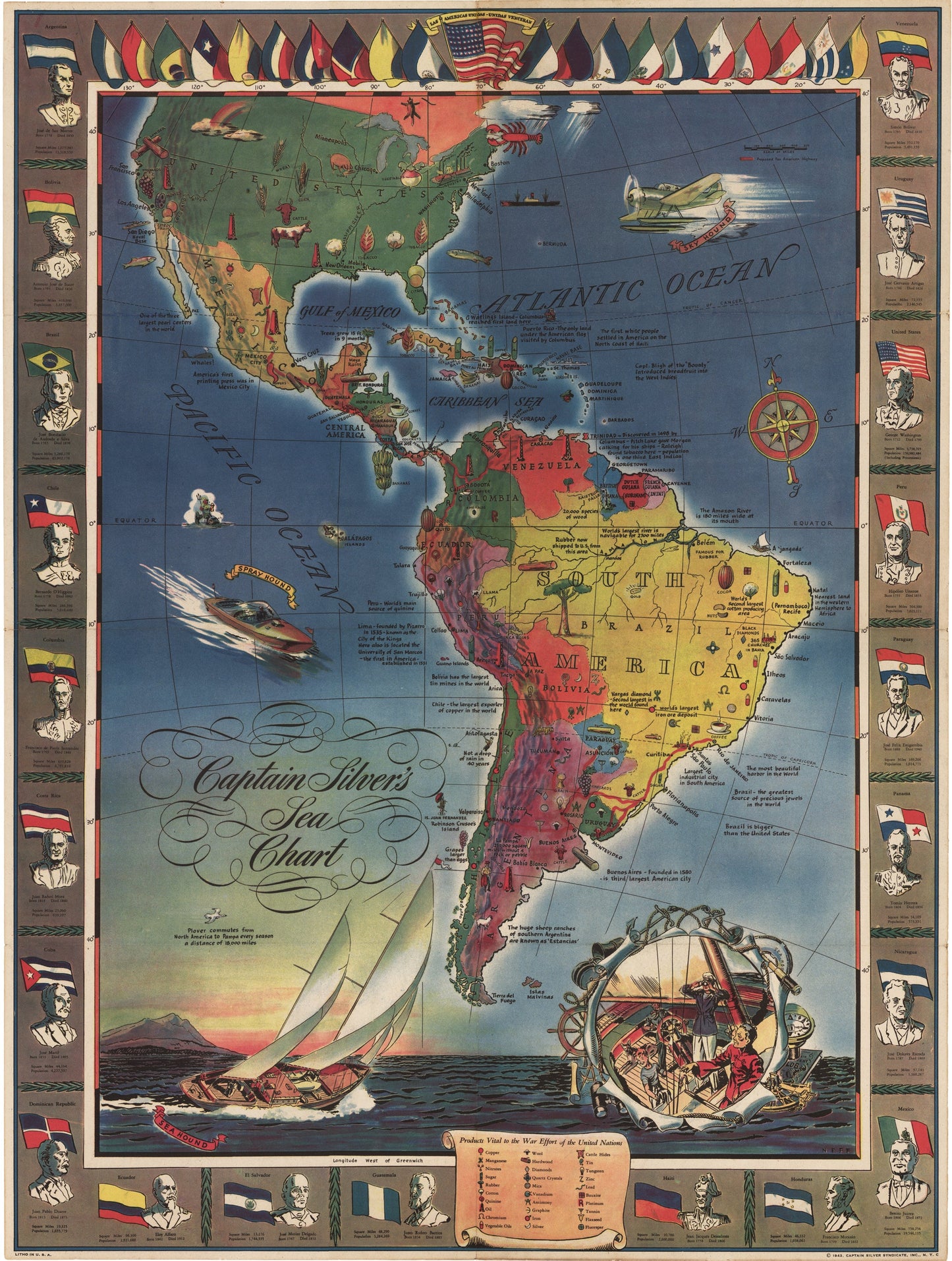 1943 Captain Silver¡¯s Sea Chart
