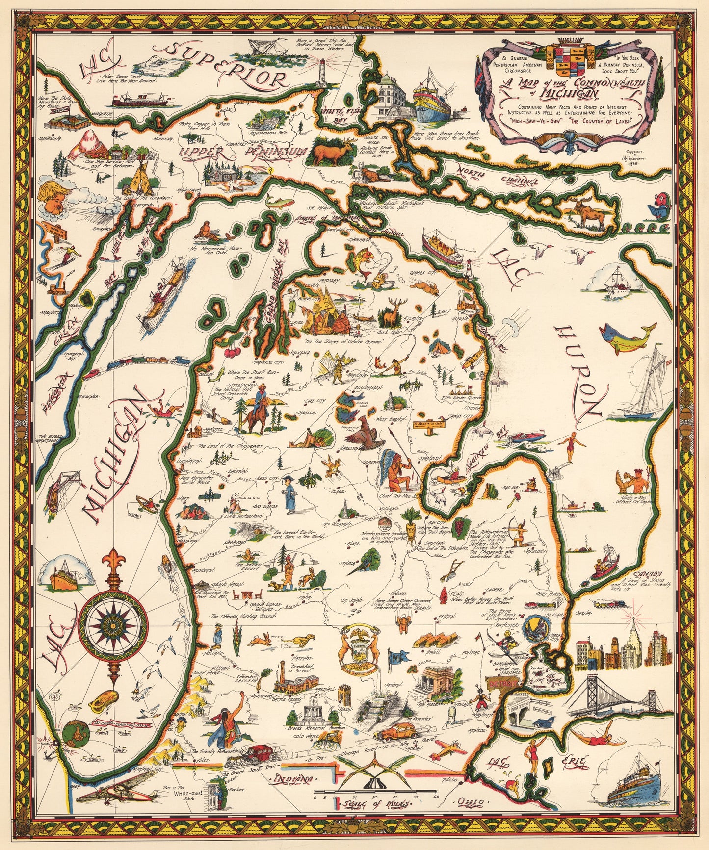 1935 A Map of the Commonwealth of Michigan
