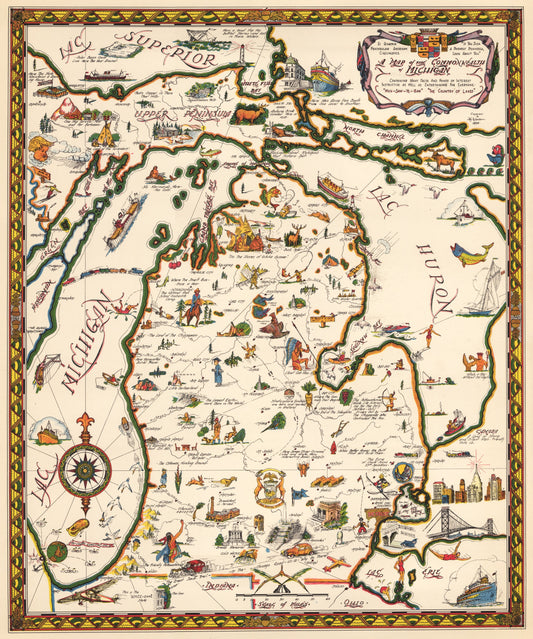 1935 A Map of the Commonwealth of Michigan