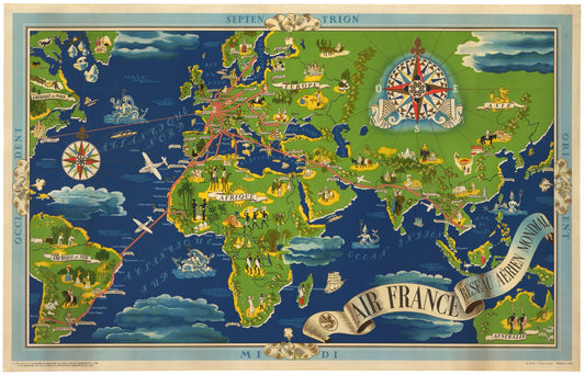 1937 Air France Reseau Aerien Mondial