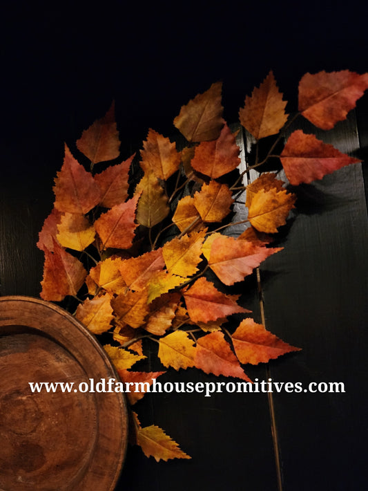 #19190S Fall Orange Yellow Green Birch Leaves e??? Spray