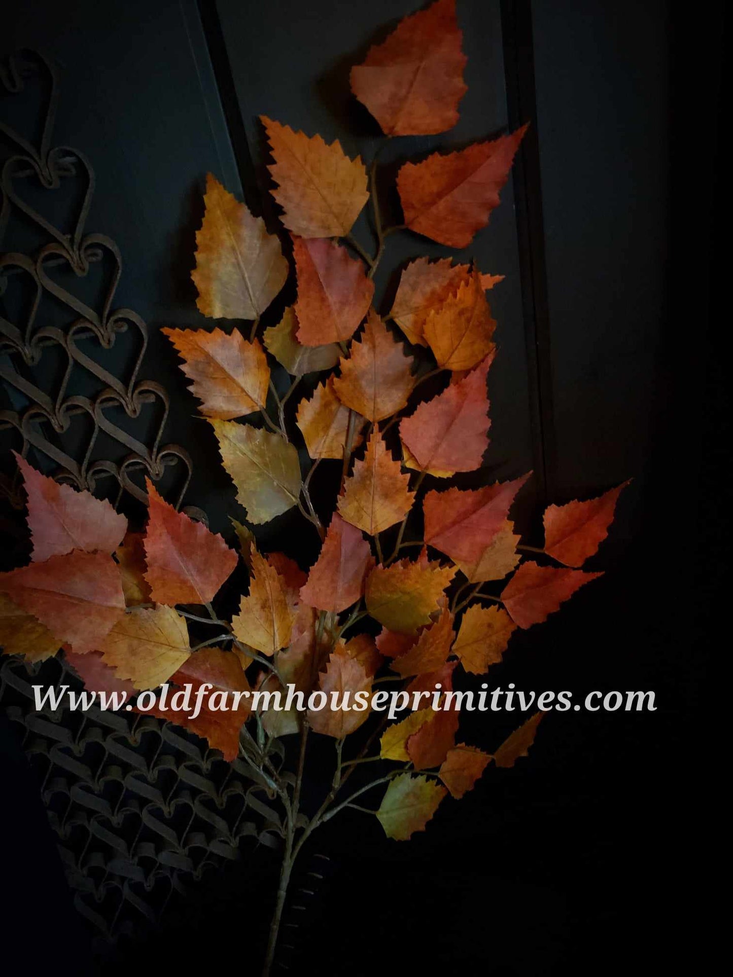 #19190S Fall Orange Yellow Green Birch Leaves e??? Spray